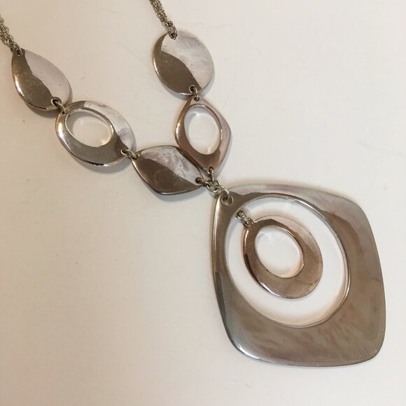 Alfani Mod Pendant Necklace 3 Strand Silver Tone Metal Chain Adjustable length - Picture 7 of 9